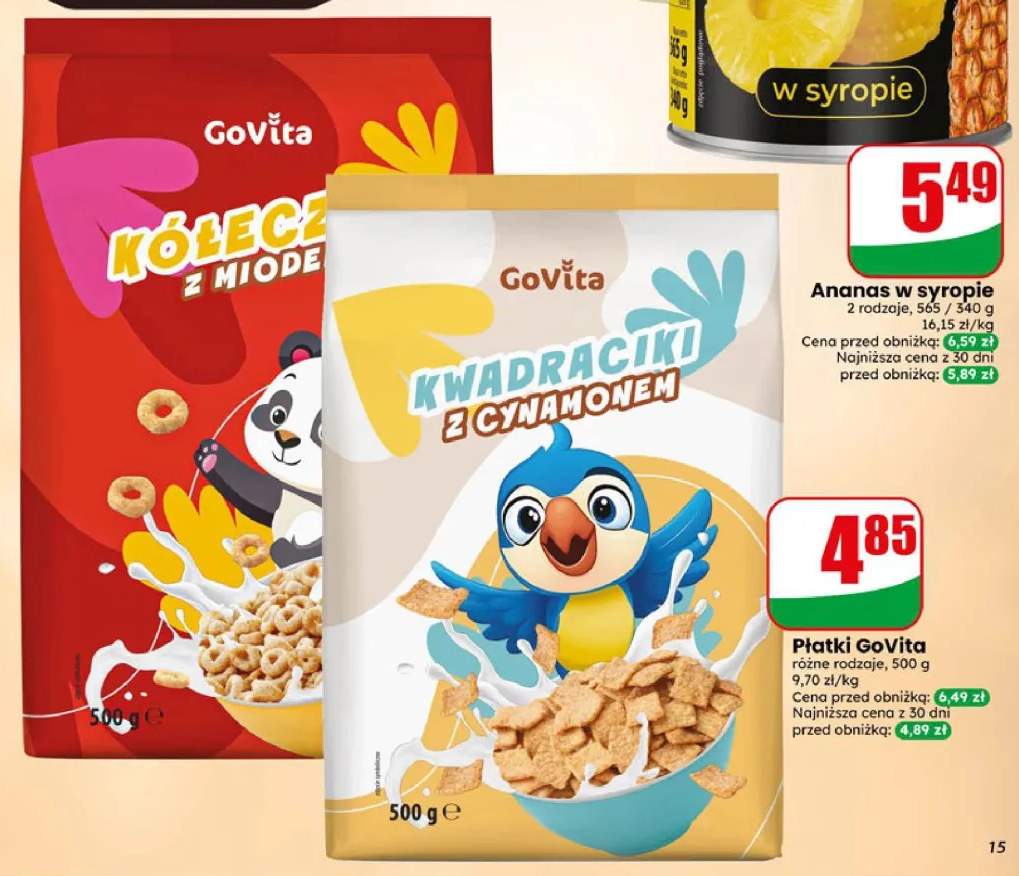 Płatki śniadaniowe kółeczka z miodem GoVita +1 wariant