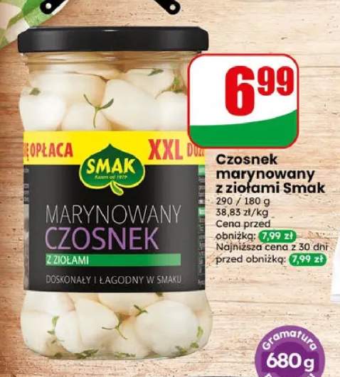Czosnek marynowany z ziołami Smak