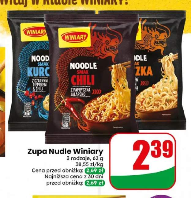 Zupa Nudle Winiary smak Kurczak z czarnym pieprzem & chili +2 warianty