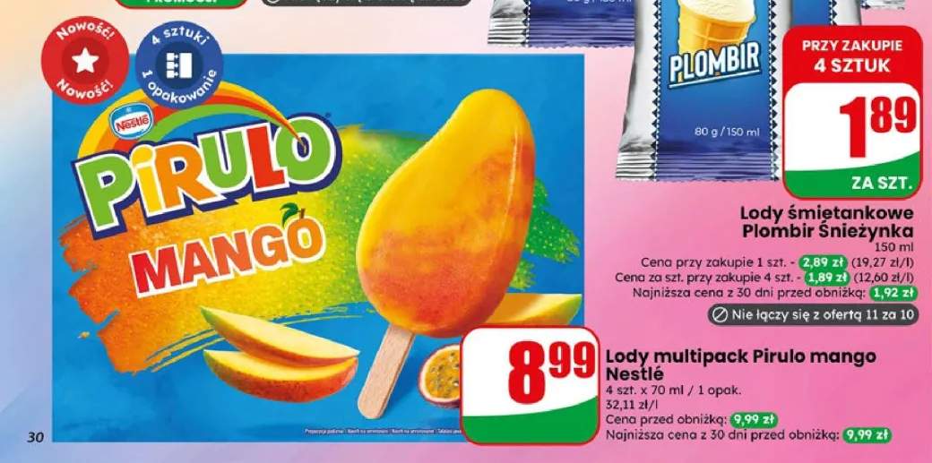Lody Pirulo mango Nestlé 4-pak 70 ml