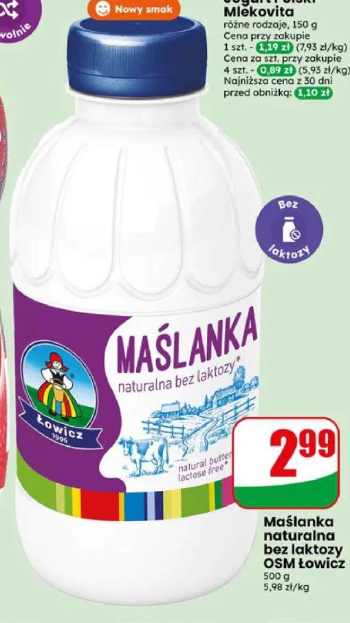 Maślanka naturalna bez laktozy OSM Łowicz