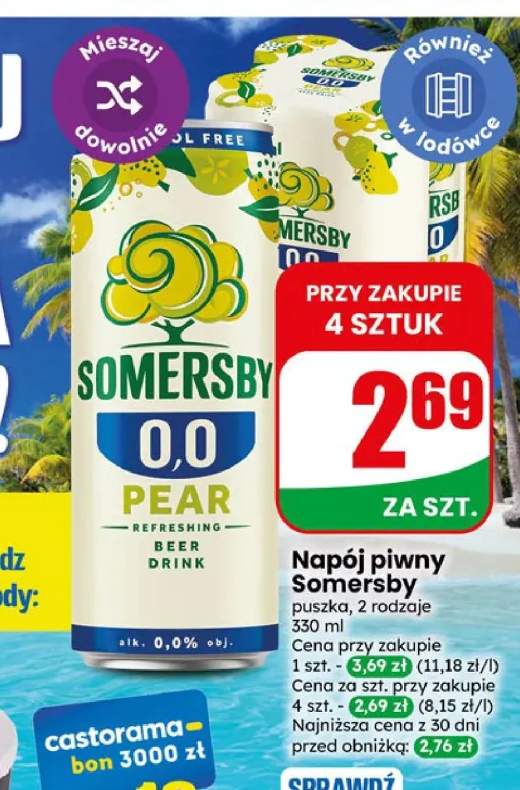 Napój piwny bezalkoholowy Somersby Pear +1 wariant