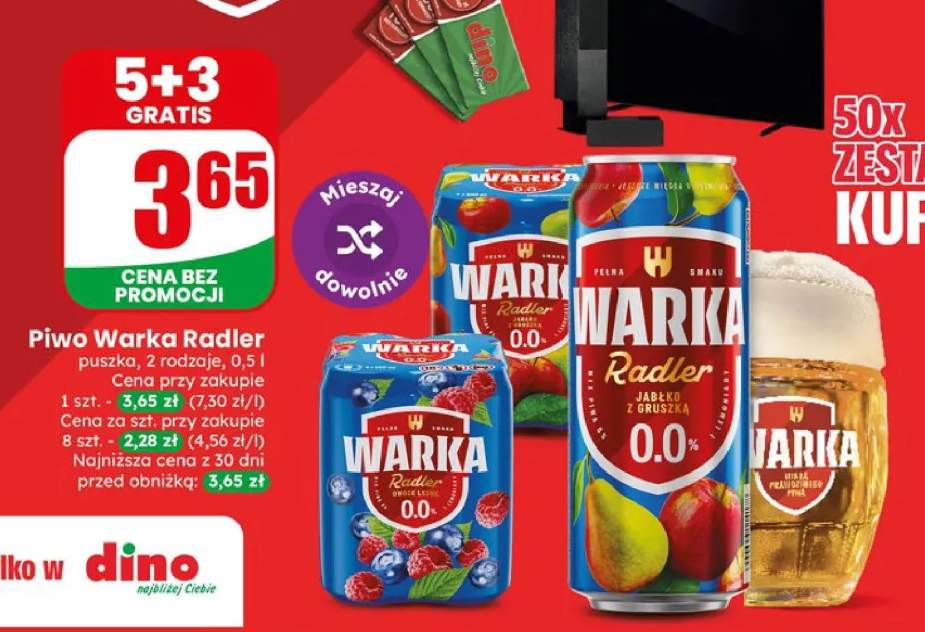 Piwo bezalkoholowe Warka Radler Owoce Leśne +2 warianty