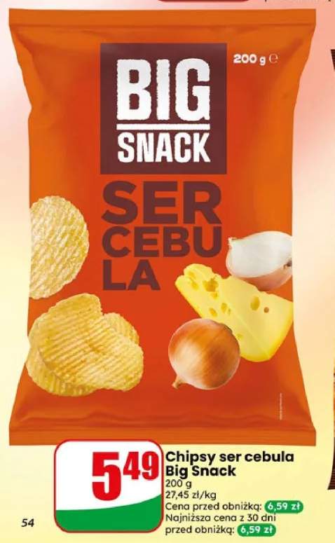 Chipsy o smaku sera i cebuli Big Snack