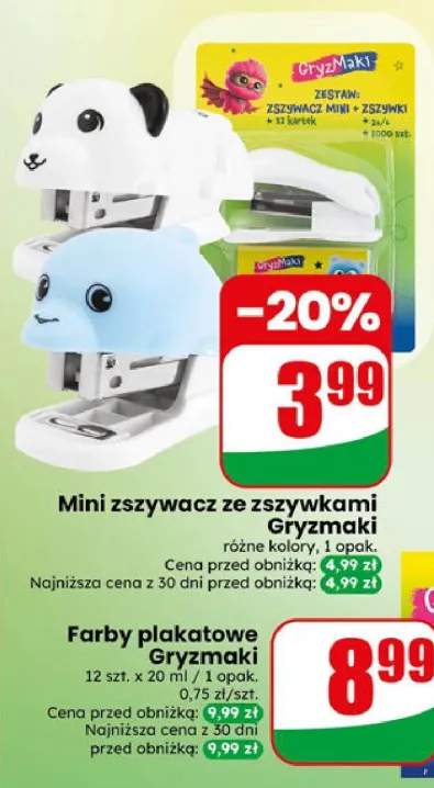 Mini zszywacz ze zszywkami Gryzmaki