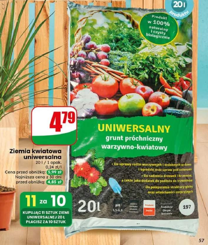 Ziemia kwiatowa uniwersalna grunt próchniczny warzywno-kwiatowy