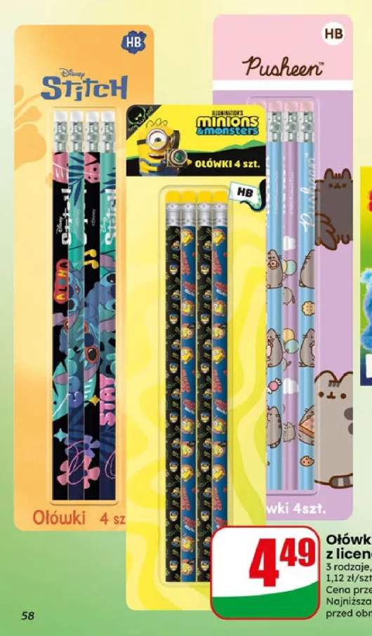 Ołówki z gumką z licencją Stitch +2 warianty
