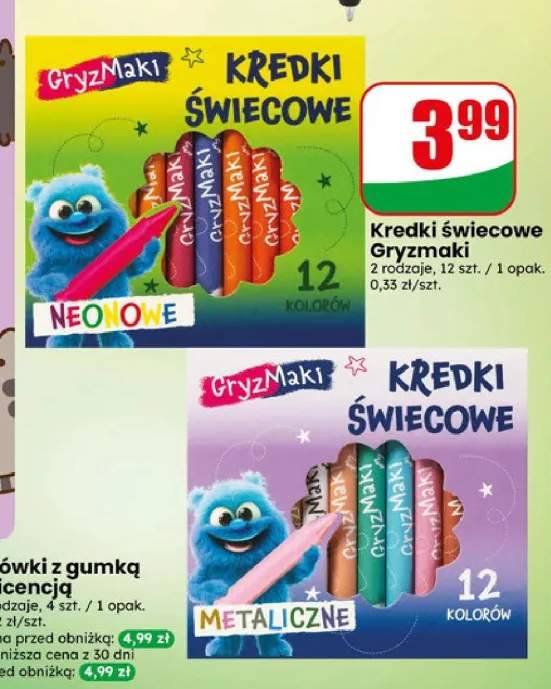 Kredki świecowe neonowe Gryzmaki +1 wariant
