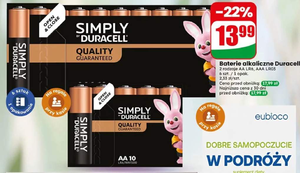 Baterie alkaliczne Duracell Simply AA LR6 +1 wariant