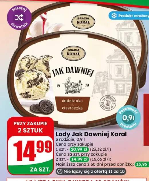 Lody Jak Dawniej Koral śmietanka ciasteczka