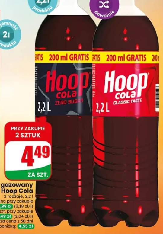 Napój gazowany Hoop Cola Classic Taste +1 wariant