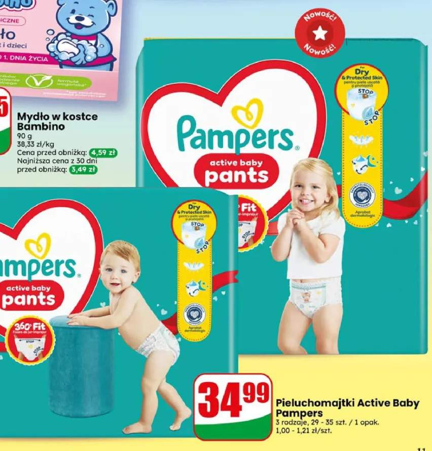 Pieluchomajtki Pampers Active Baby Pants +2 warianty