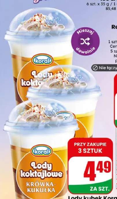 Lody koktajlowe Krówka-Kukułka Koral +1 wariant