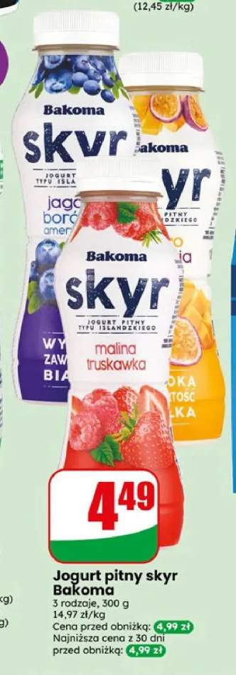 Jogurt pitny Bakoma Skyr malina truskawka