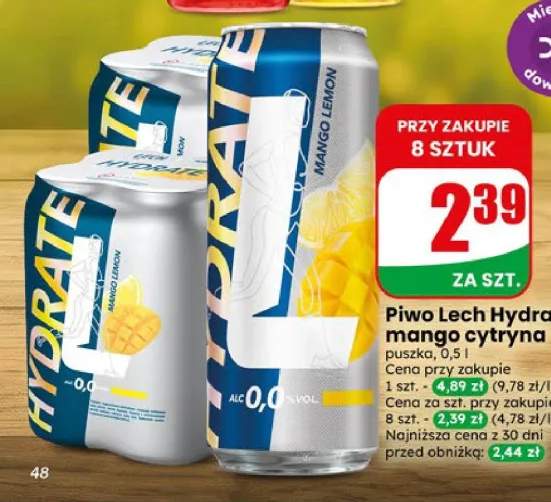 Piwo bezalkoholowe Lech Hydrate mango cytryna