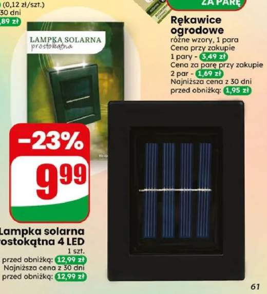 Lampka solarna ścienna prostokątna 4 LED