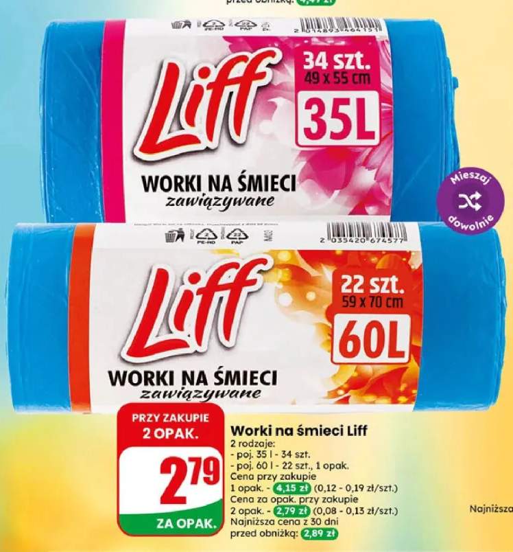 Worki na śmieci zawiązywane Liff 60 l +1 wariant