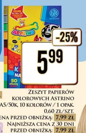 Zeszyt papierów kolorowych Astrino A5 50k