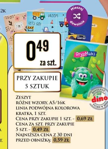 Zeszyt A5 16K linia podwójna kolorowa