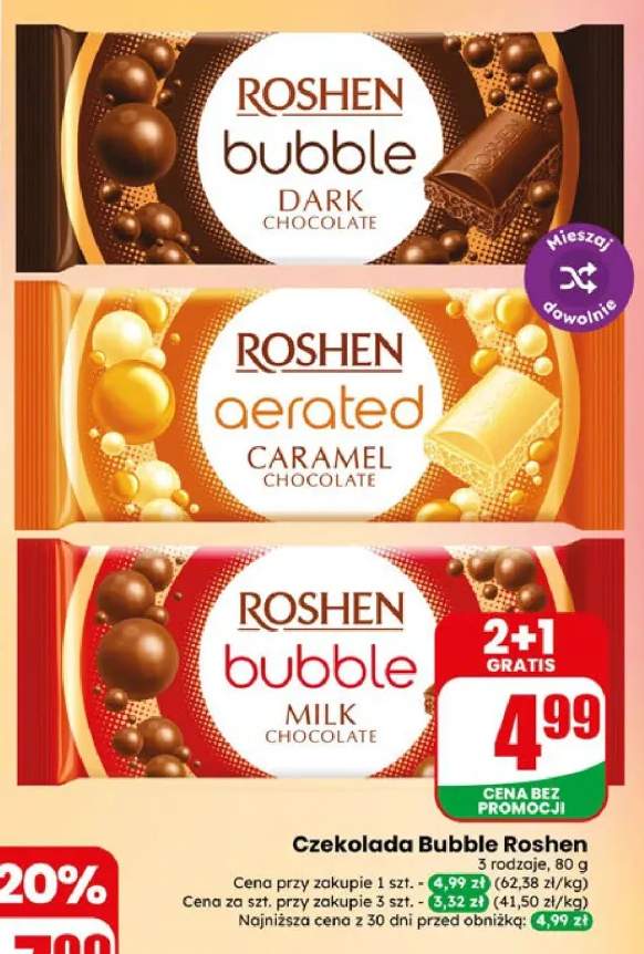 Czekolada napowietrzana Roshen Bubble Dark +2 warianty