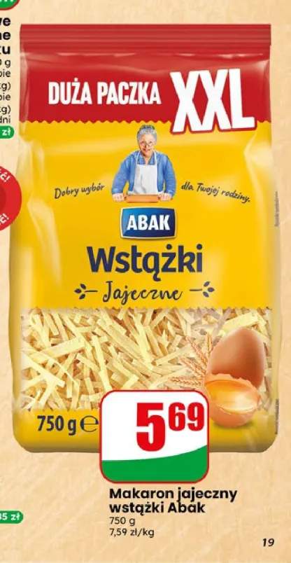 Makaron jajeczny wstążki Abak