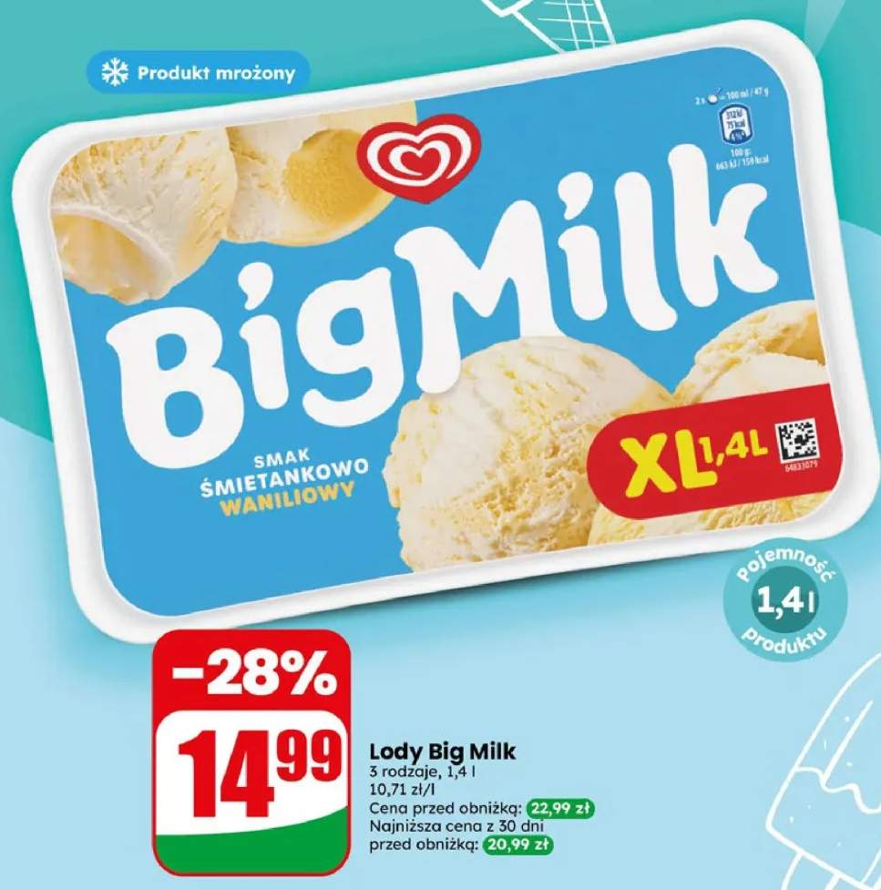 Lody śmietankowo-waniliowe Big Milk