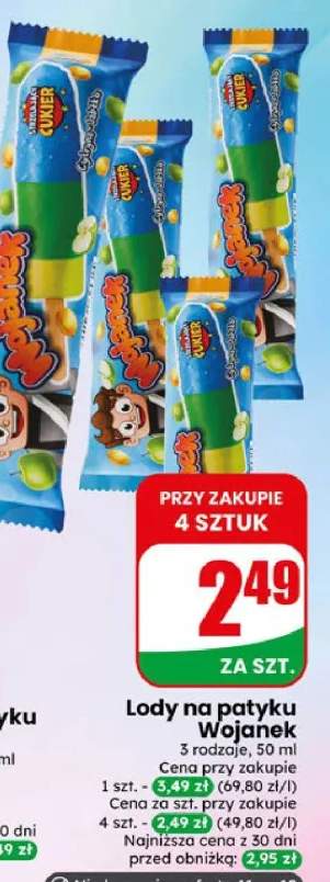 Lody na patyku Wojanek niebieskie +1 wariant