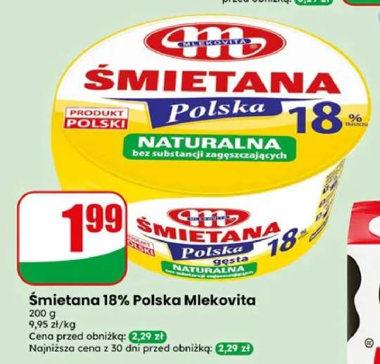 Śmietana 18% naturalna Polska Mlekovita