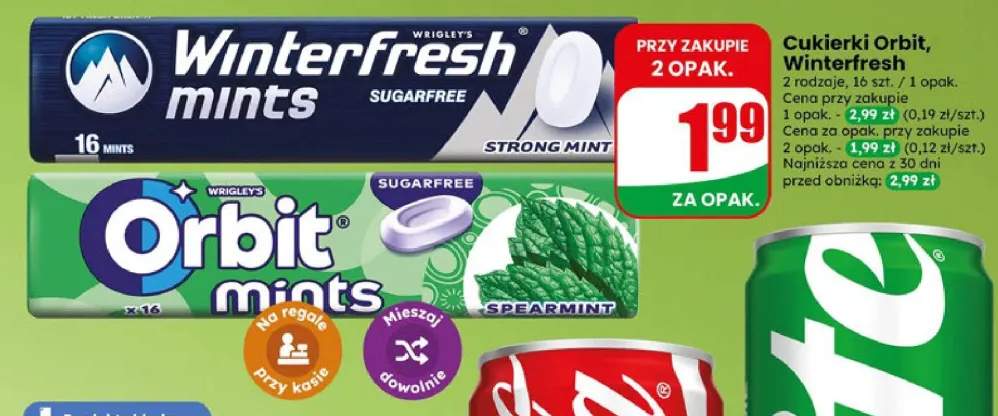Cukierki Orbit mints Spearmint +1 wariant