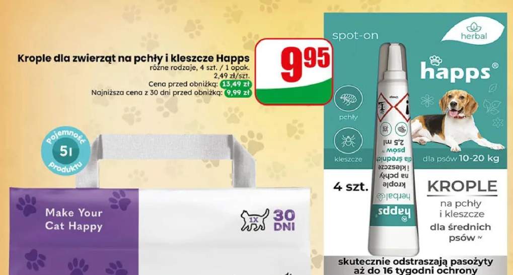 Krople dla zwierząt na pchły i kleszcze Happs