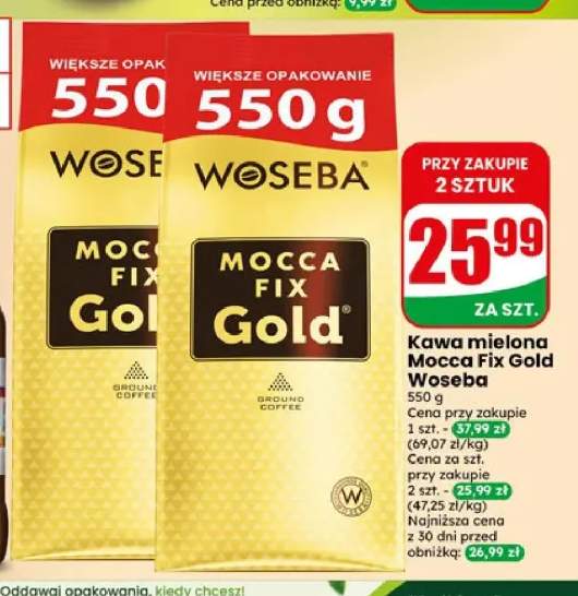 Kawa mielona Woseba Moc Fix Gold +1 wariant