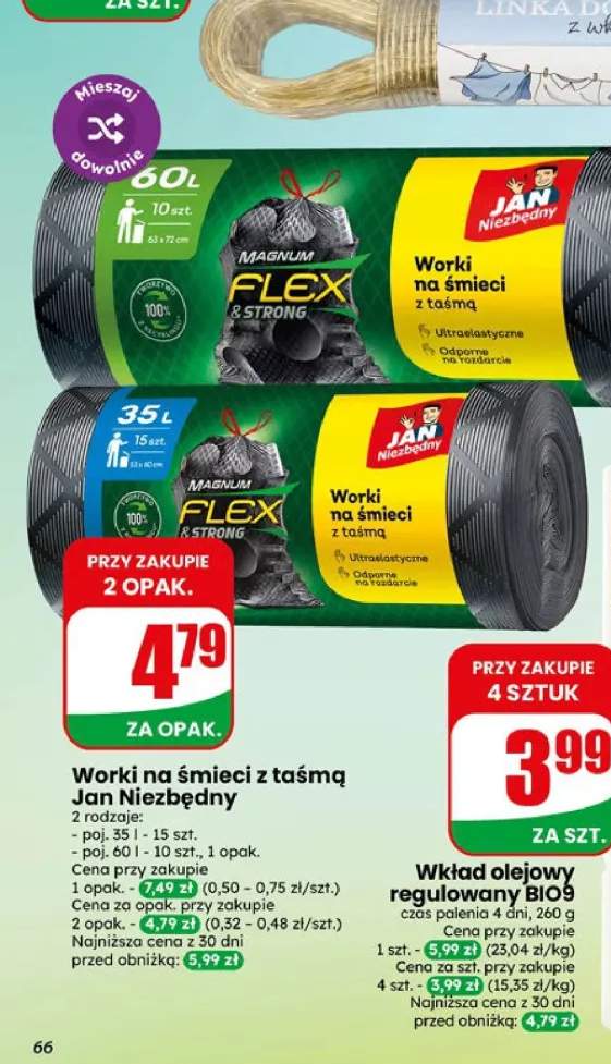 Worki na śmieci z taśmą Jan Niezbędny Magnum Flex & Strong 35 l +1 wariant