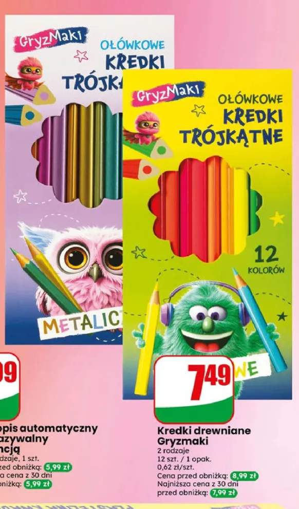 Kredki ołówkowe trójkątne metaliczne Gryzmaki +1 wariant