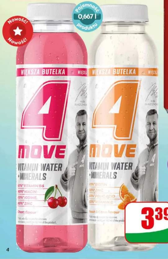 Napój niegazowany witaminowy 4move Peach & Citrus flavour +1 wariant