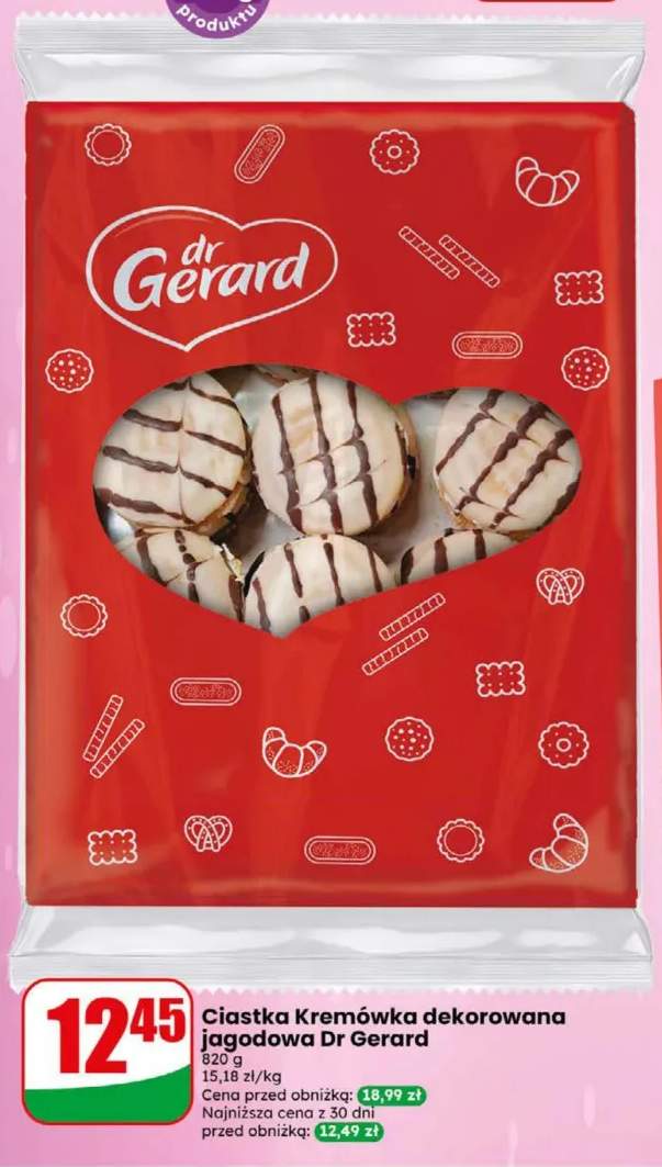 Ciastka Kremówka dekorowana jagodowa Dr Gerard