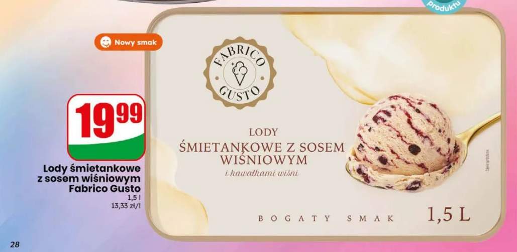 Lody śmietankowe z sosem wiśniowym Fabrico Gusto