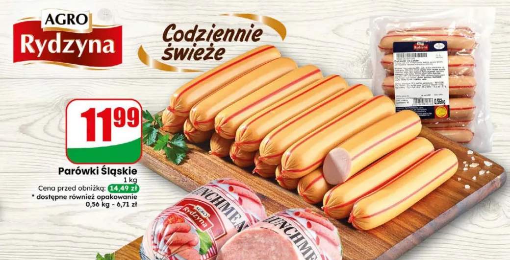 Parówki śląskie Agro Rydzyna 1 kg +1 wariant