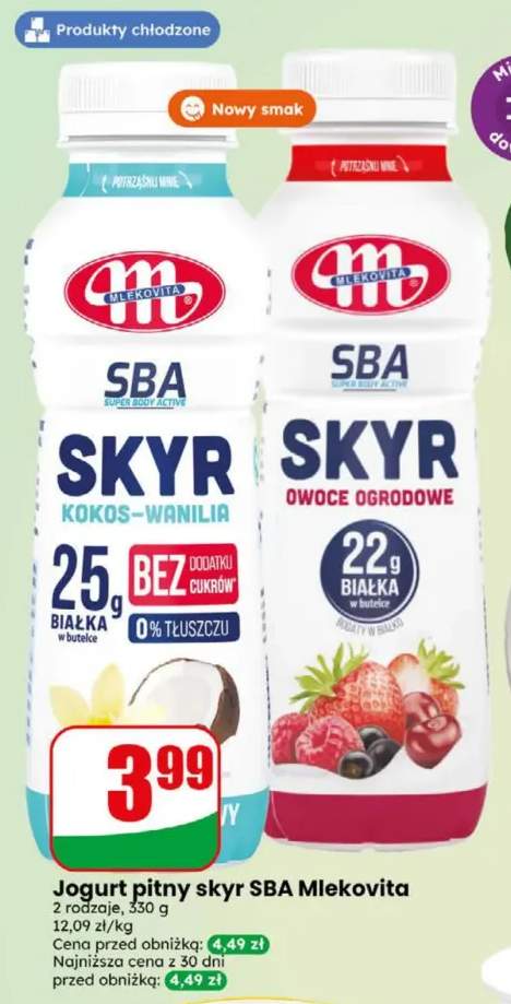 Jogurt pitny skyr SBA kokos-wanilia Mlekovita +1 wariant