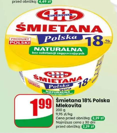 Śmietana Polska Mlekovita 18%