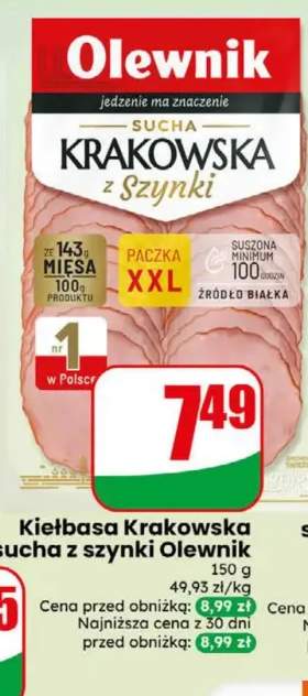 Kiełbasa krakowska sucha z szynki Olewnik