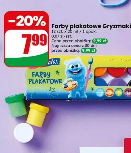 Farby plakatowe Gryzmaki 12-pak