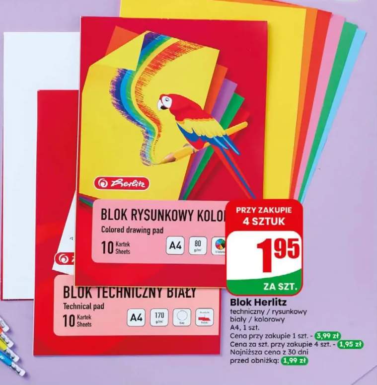 Blok Herlitz techniczny biały A4 +3 warianty