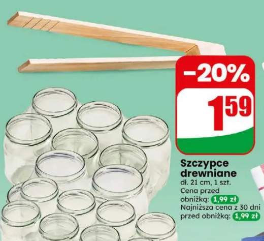 Szczypce drewniane dł. 21 cm