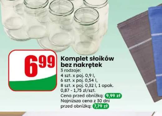 Komplet słoików bez nakrętek 6 szt. x poj. 0,54 l +2 warianty