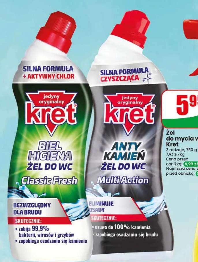 Żel do mycia wc Kret Anty Kamień Multi Action +1 wariant