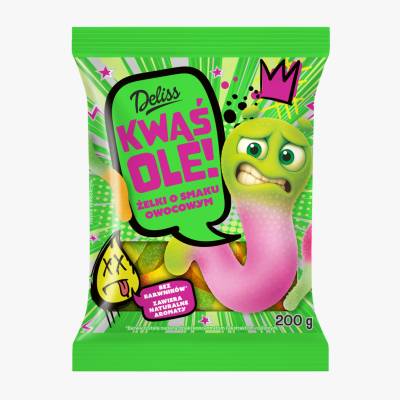Żelki kwaśne robaki owocowe Deliss 200g