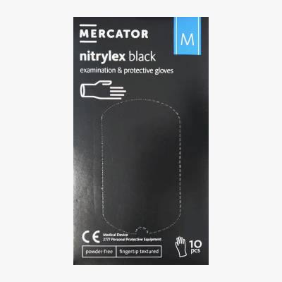 Rękawice nitrylowe czarne M Mercator Medical 10szt