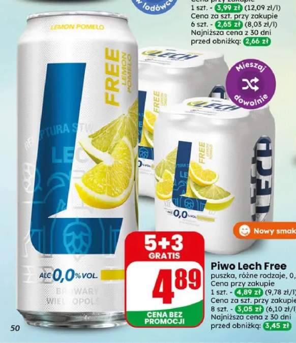 Piwo bezalkoholowe Lech Lemon Pomelo +1 wariant
