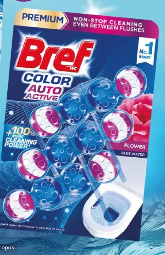 Zawieszka do wc Bref Color Auto Active Flower Blue Water 3-pak