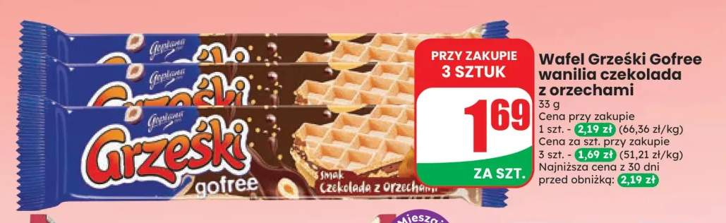 Wafel Grześki Gofree wanilia czekolada z orzechami